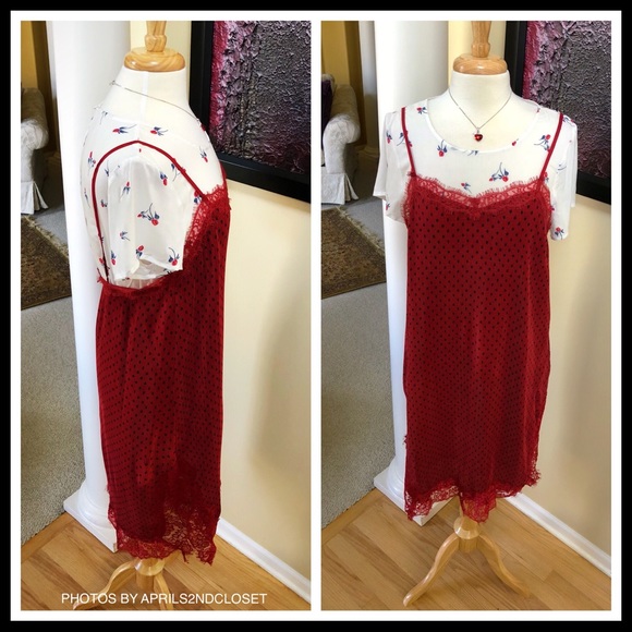 FREE PEOPLE MIDI RED DRESS & FLORAL TUNIC SET - Picture 2 of 8